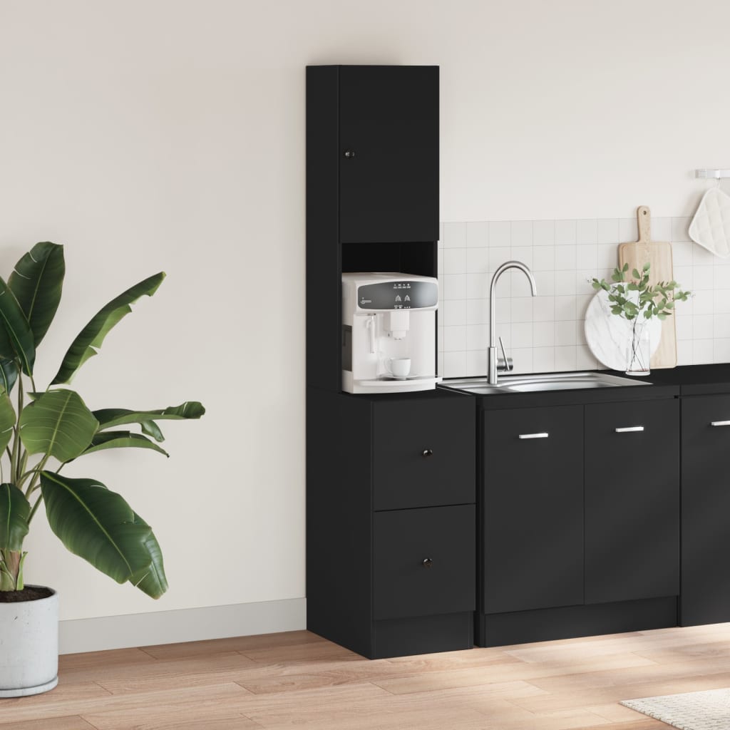 Mobile da Cucina Nero 35x50x180 cm Legno Multistrato - homemem39