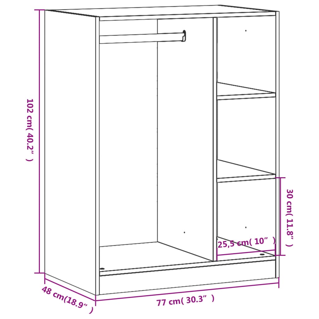 Armadio Rovere Fumo 77x48x102 cm in Legno Multistrato - homemem39