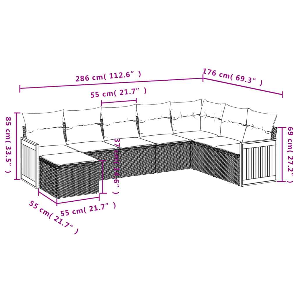 Set Divano da Giardino 8 pz con Cuscini Beige in Polyrattan | homemem39