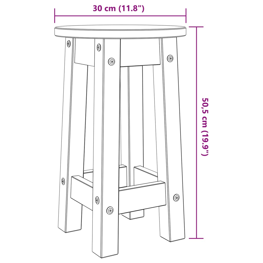 Sgabelli da Bar 2 pz Bianchi in Legno Massello di Pino