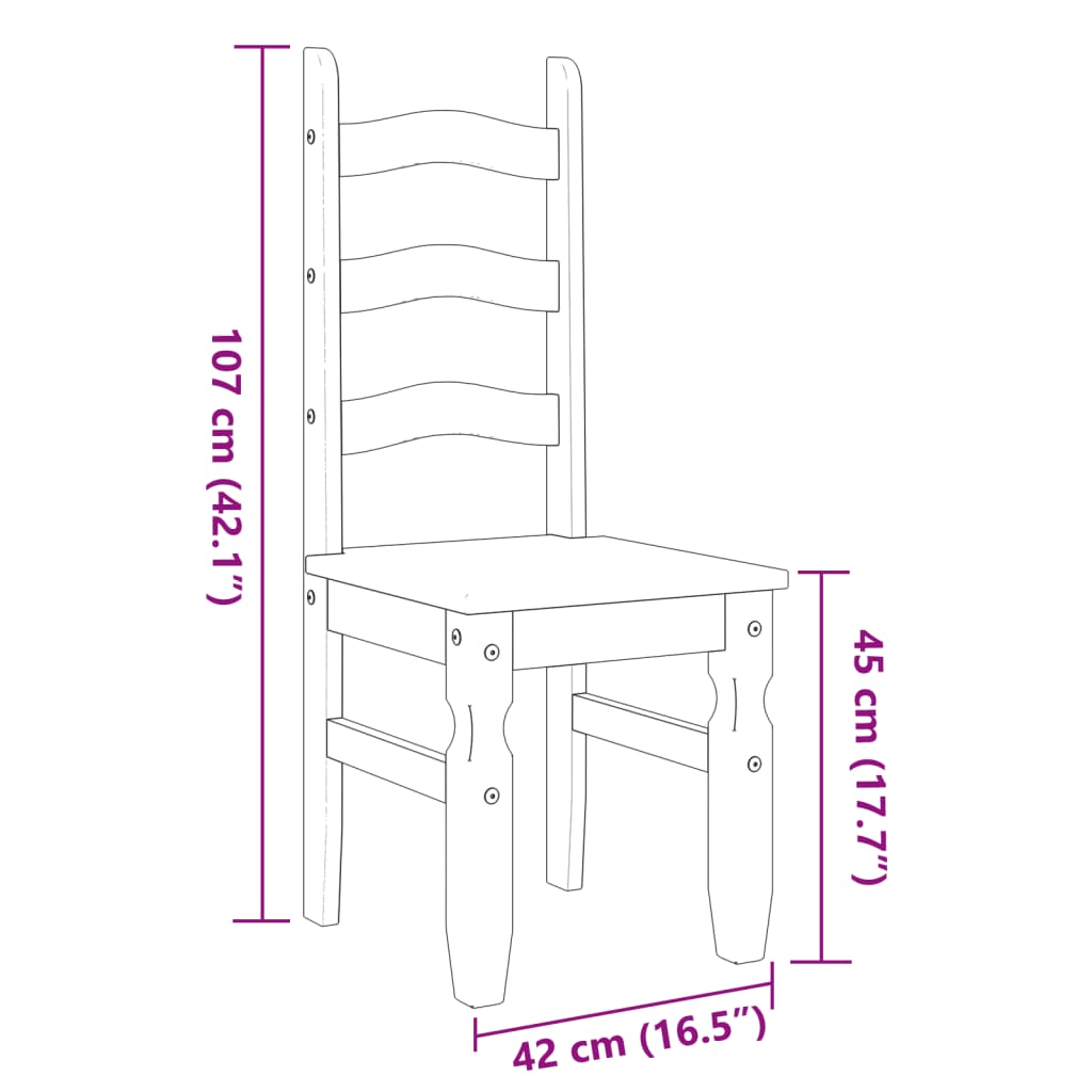 Sedie da Pranzo 2 pz Corona Bianche 42x47x107cm Legno Massello di Pino | homemem39