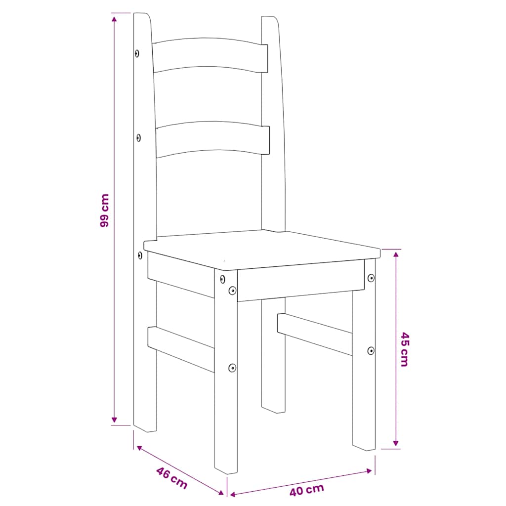 Sedie da Pranzo 2 pz 40x46x99 cm Legno Massello di Pino