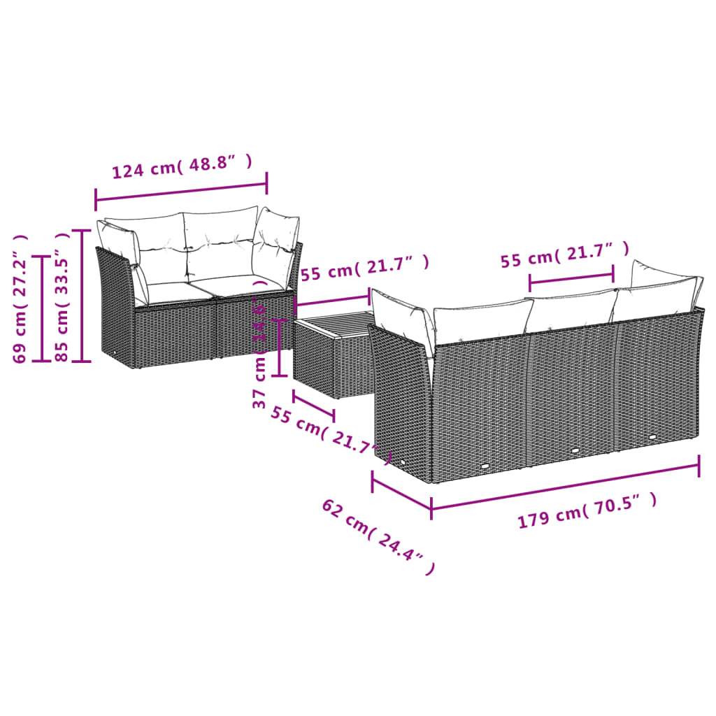 Set Divano da Giardino 6 pz con Cuscini Nero in Polyrattan | homemem39