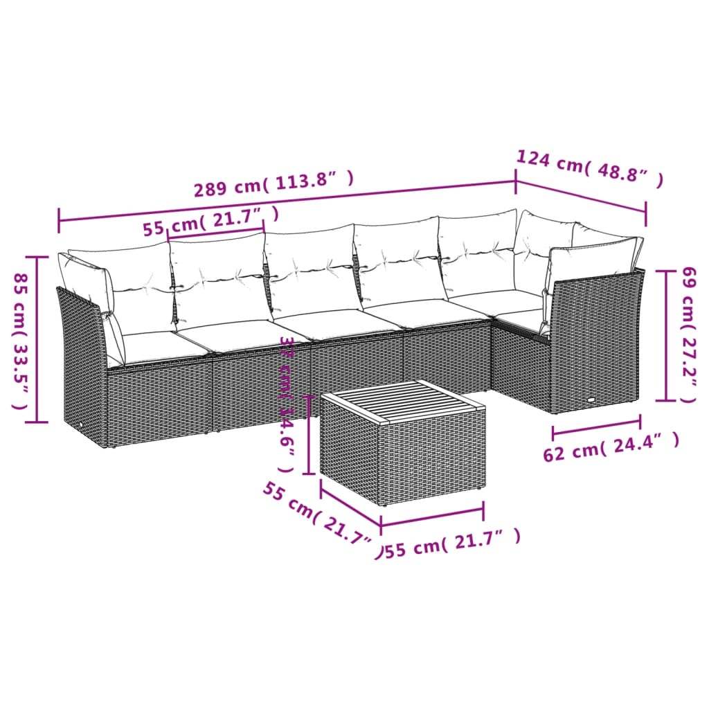 Set Divani da Giardino con Cuscini 7pz Nero Polyrattan | homemem39