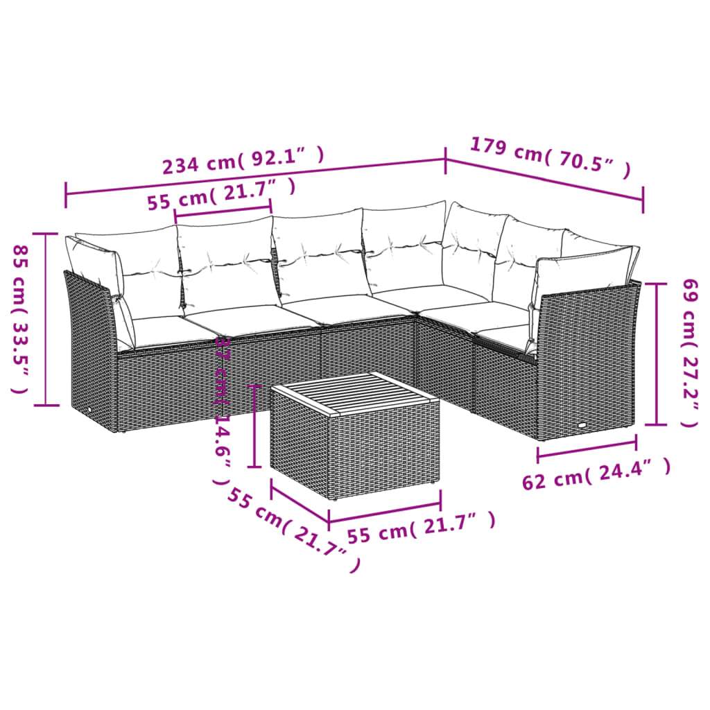 Set Divani da Giardino con Cuscini 7pz Nero Polyrattan - homemem39