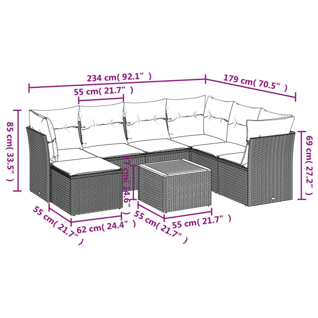 Set Divani da Giardino con Cuscini 8 pz Nero in Polyrattan | homemem39
