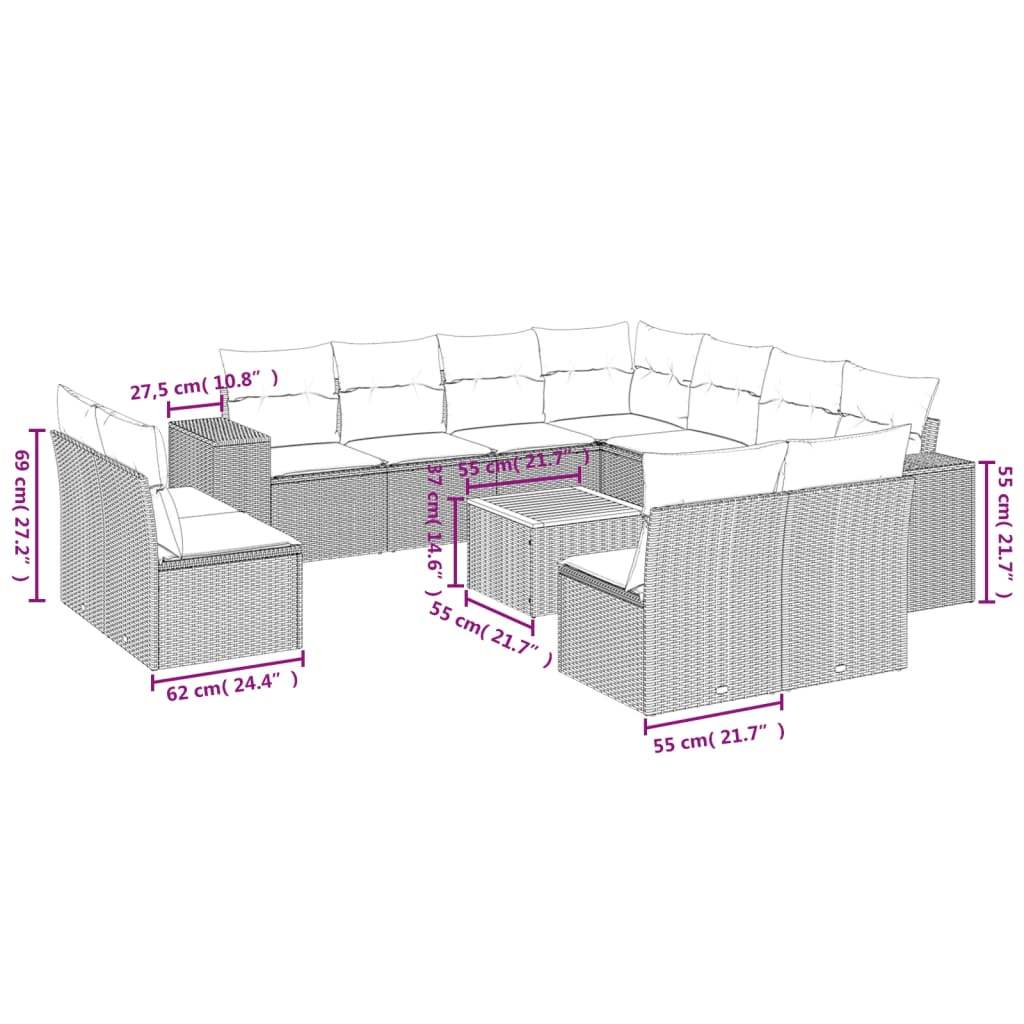 Set Divani da Giardino 12 pz con Cuscini Nero in Polyrattan | homemem39