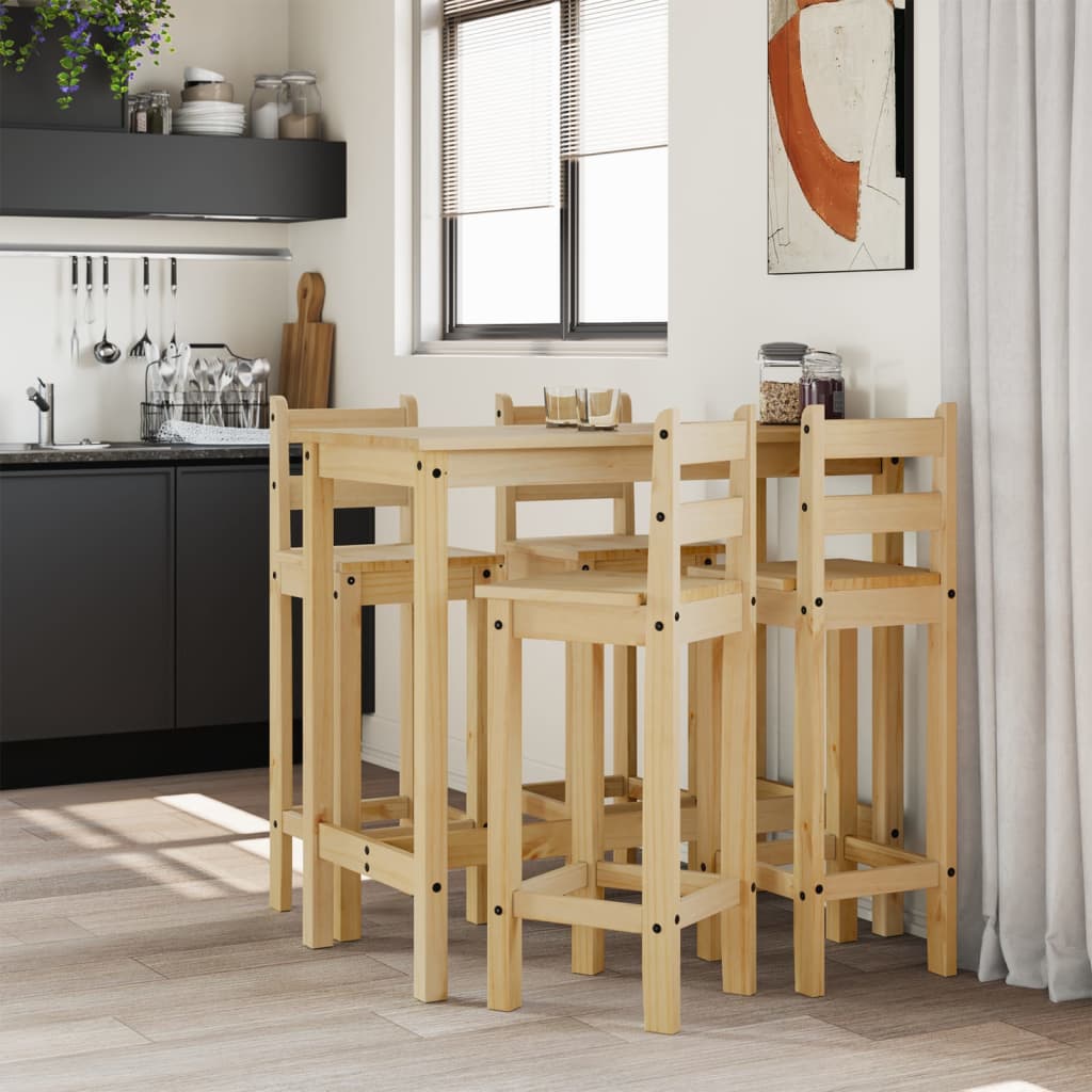 Set da Bar 5 pz in Legno Massello di Pino - homemem39