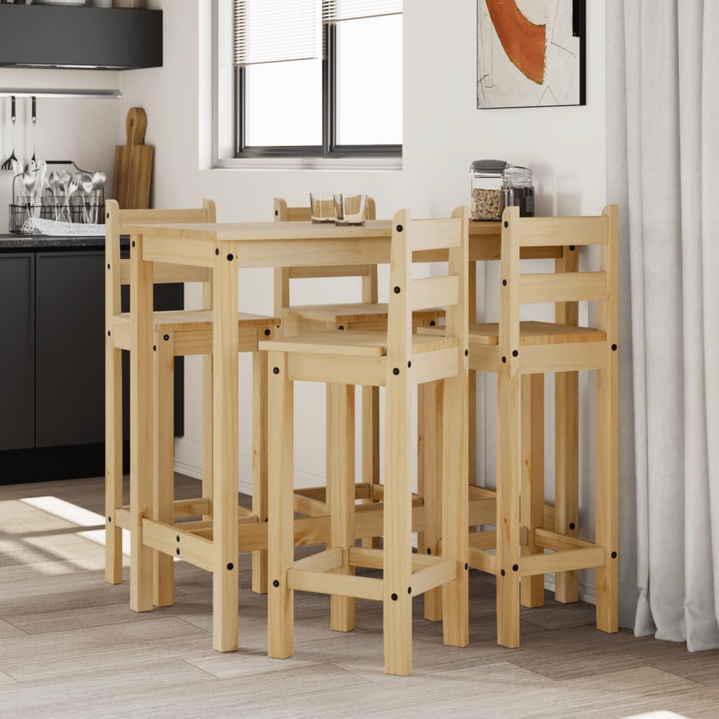 Set da Bar 5 pz in Legno Massello di Pino - homemem39