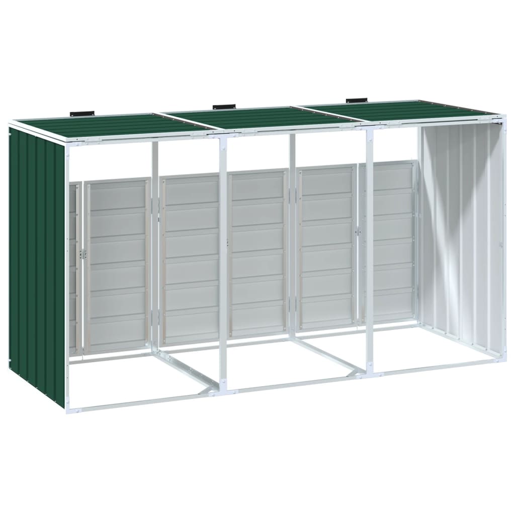 Copribidone con Ruote per 3 Bidoni Verde 216x81x115 cm Acciaio - homemem39