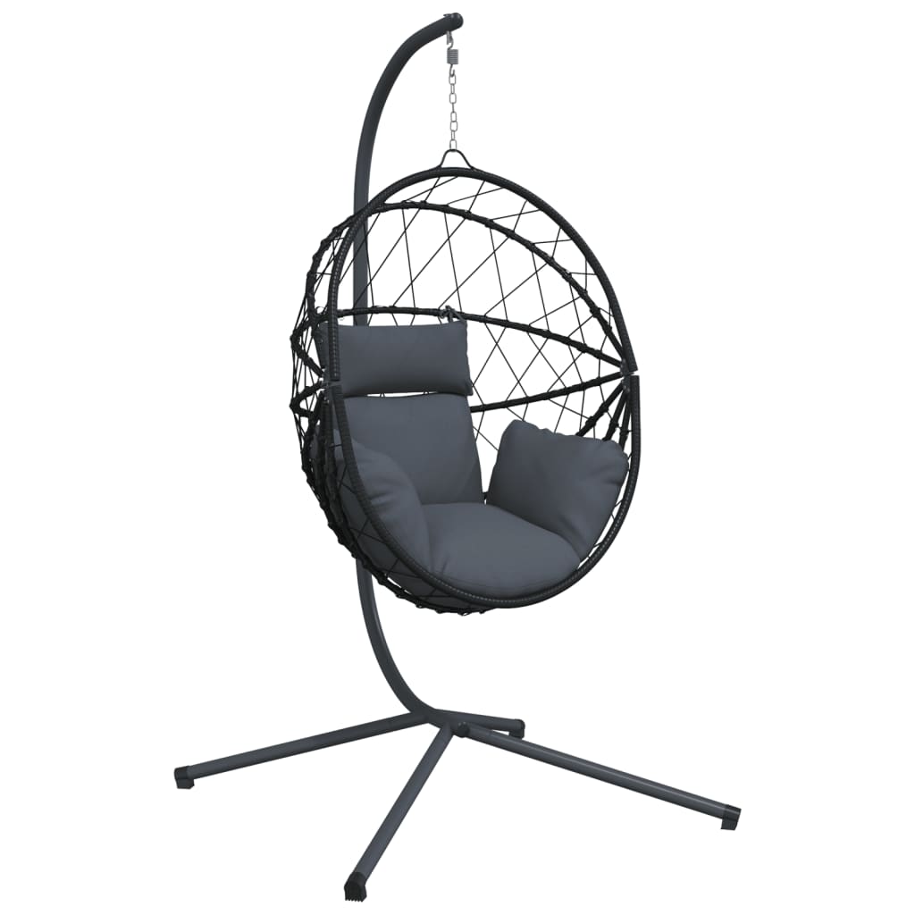 Sedia a Uovo Sospesa con Supporto Antracite Polyrattan/Acciaio - homemem39