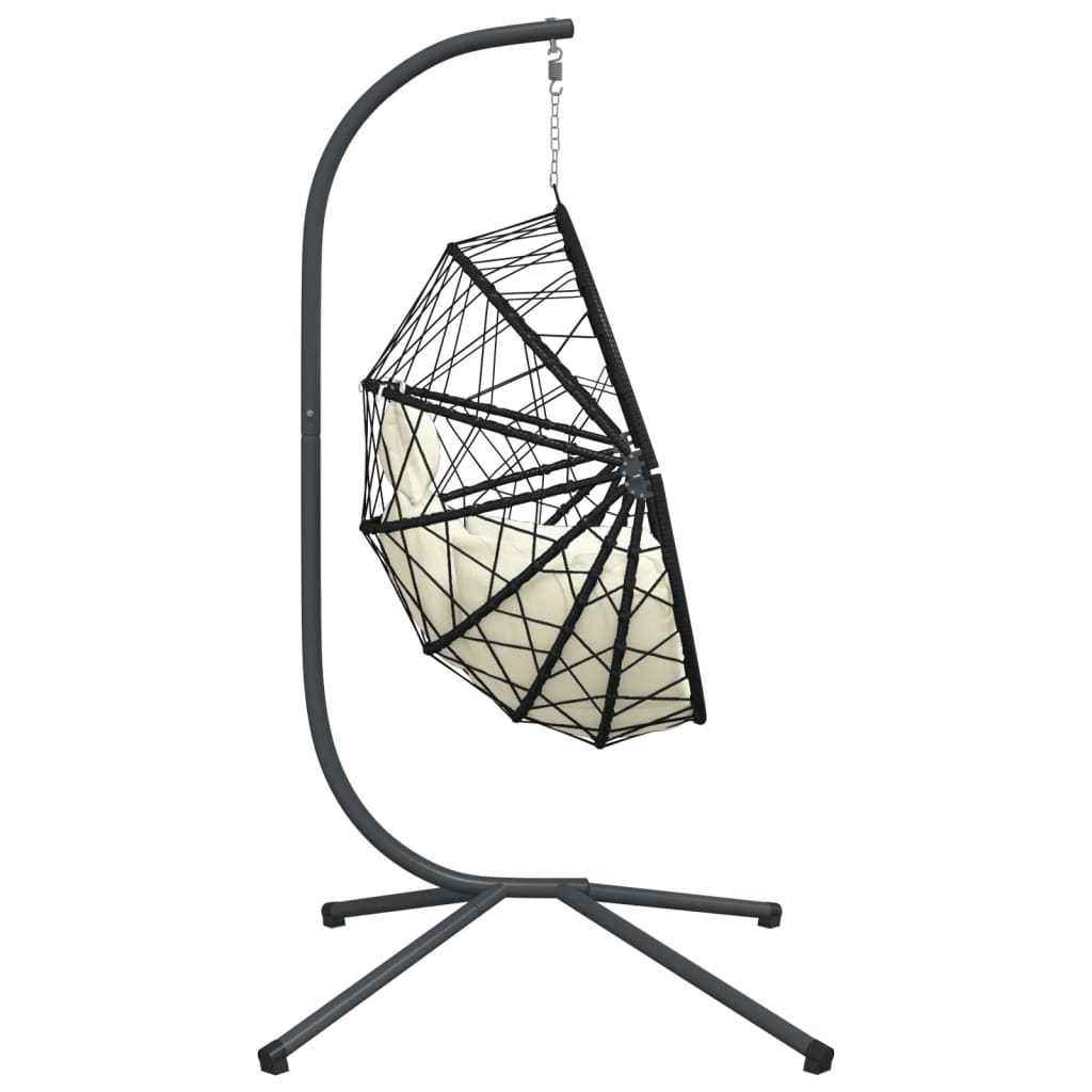Sedia a Uovo Sospesa con Supporto Beige in Polyrattan e Acciaio - homemem39