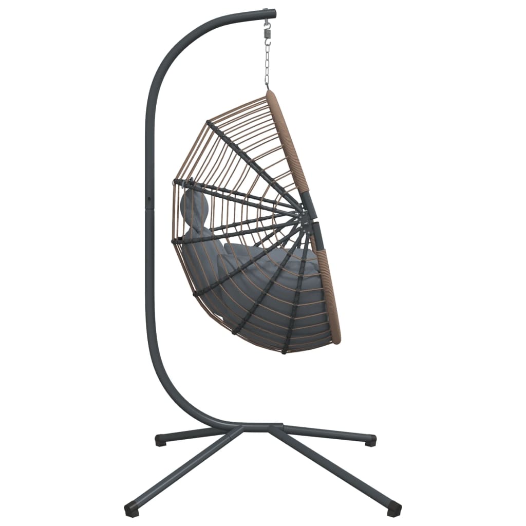 Sedia Uovo Sospesa e Supporto Grigio Chiaro Polyrattan/Acciaio - homemem39