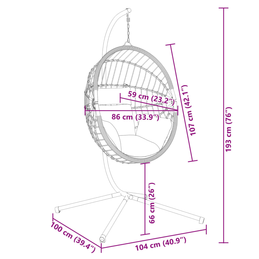 Sedia Uovo Sospesa e Supporto Grigio Chiaro Polyrattan/Acciaio | homemem39