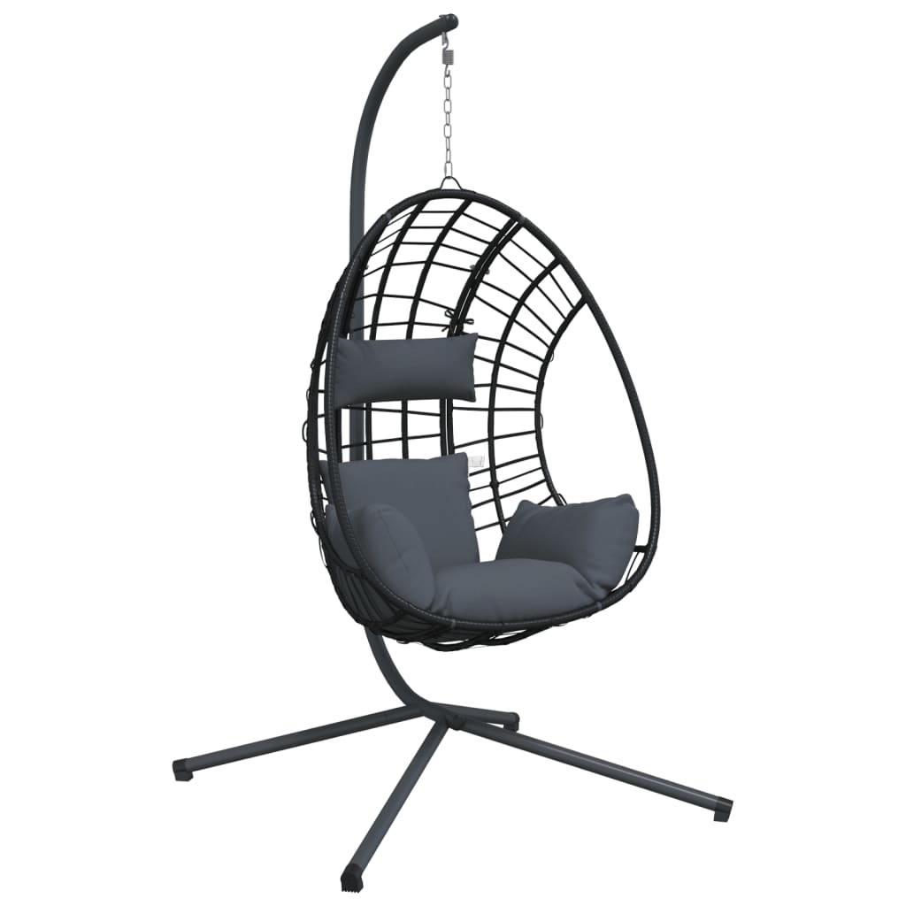 Sedia a Uovo Sospesa con Supporto Antracite Polyrattan/Acciaio - homemem39
