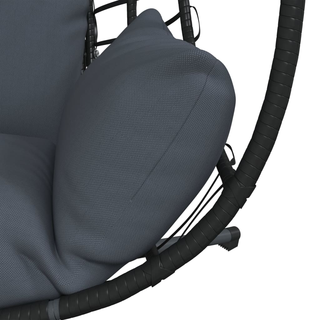 Sedia a Uovo Sospesa con Supporto Antracite Polyrattan/Acciaio - homemem39