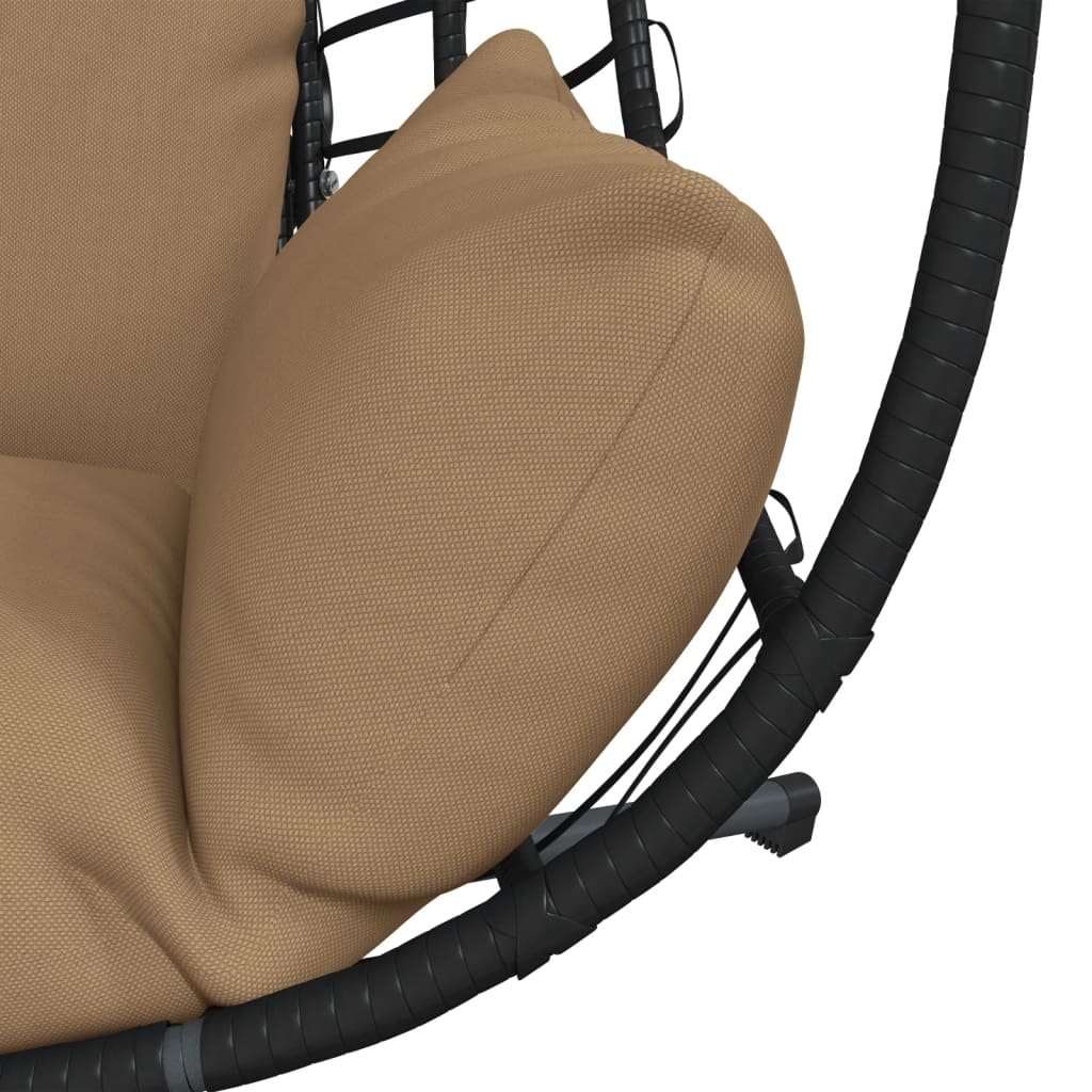 Sedia a Uovo Sospesa con Supporto Tortora Polyrattan e Acciaio - homemem39