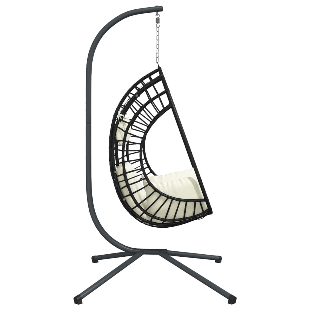 Sedia a Uovo Sospesa con Supporto Beige in Polyrattan e Acciaio - homemem39
