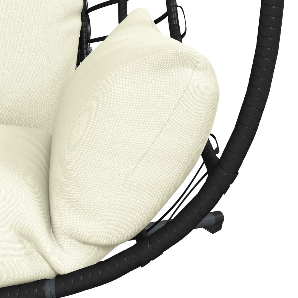 Sedia a Uovo Sospesa con Supporto Beige in Polyrattan e Acciaio - homemem39