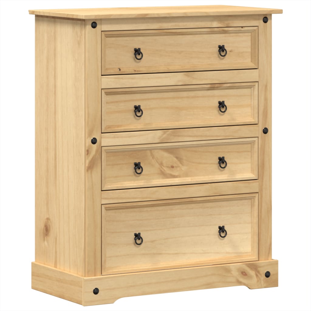 Cassettiera Corona 92x48x120 cm in Legno Massello di Pino
