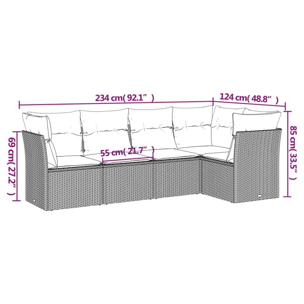 Set Divano da Giardino 5 pz con Cuscini Grigio in Polyrattan | homemem39