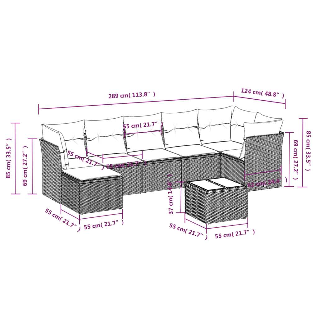 Set Divani da Giardino 8 pz con Cuscini Marrone in Polyrattan | homemem39
