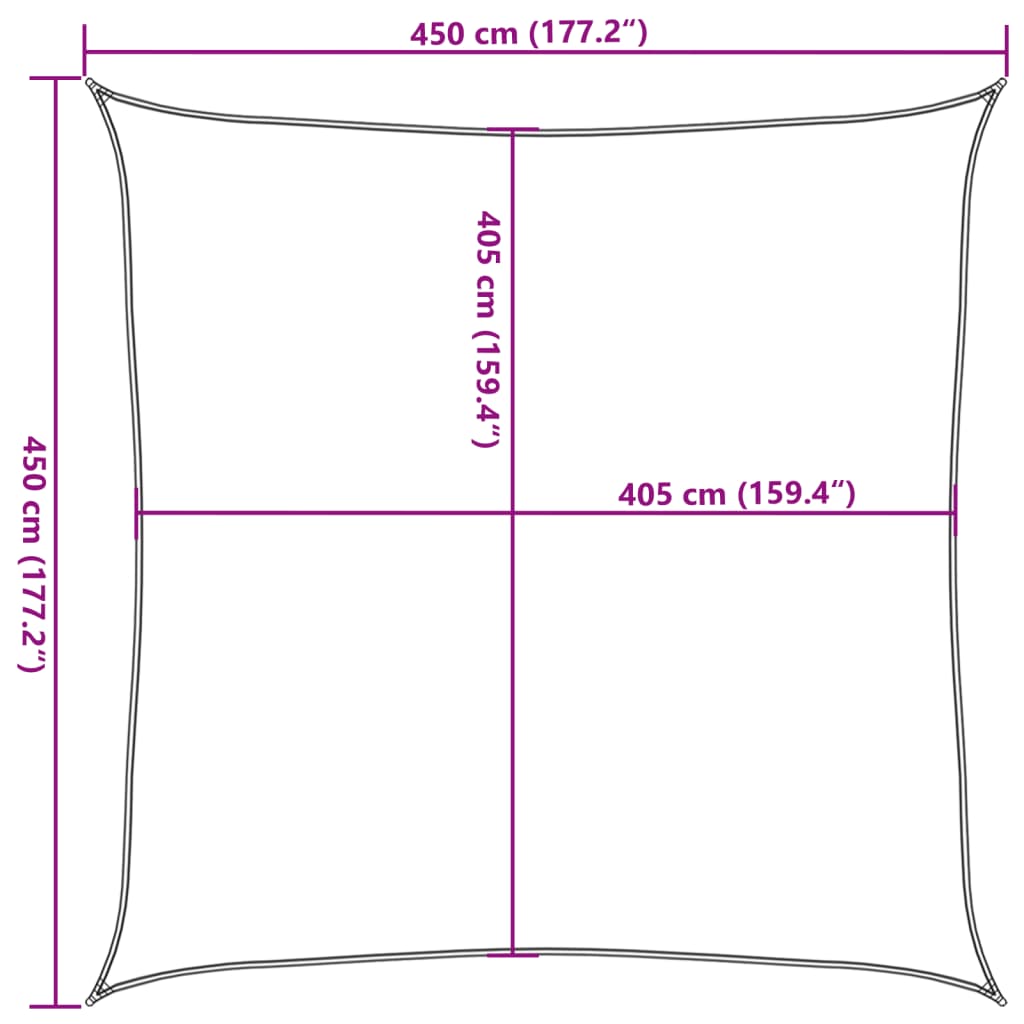 Vela Parasole 160 g/m² Quadrata Grigio Chiaro 4,5x4,5 m in HDPE | homemem39
