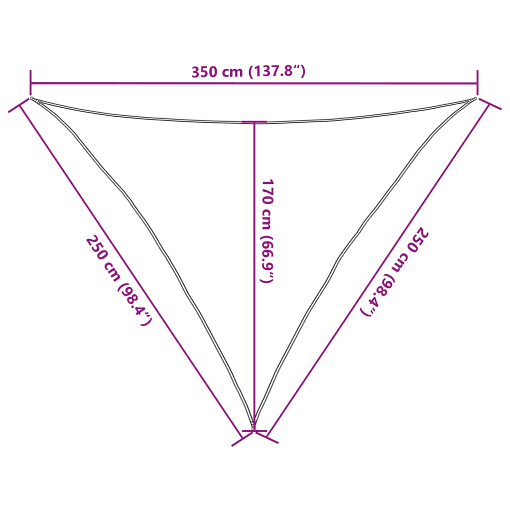 Vela Parasole 160 g/m² Triangolare 2,5x2,5x3,5 m in HDPE | homemem39