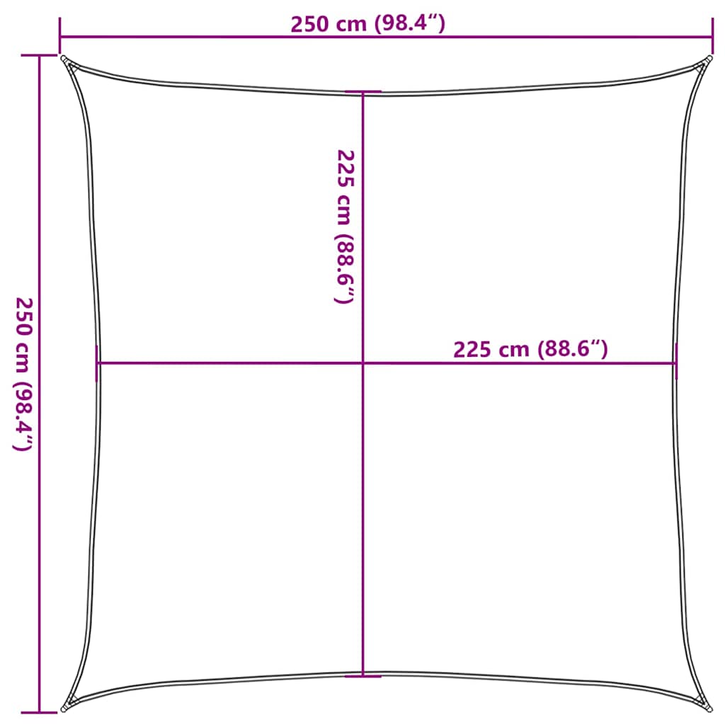 Vela Parasole 160 g/m² Quadrata Sabbia 2,5x2,5 m in HDPE | homemem39