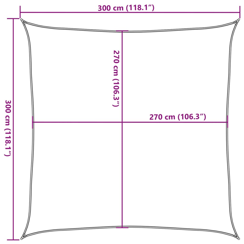 Vela Parasole 160 g/m² Quadrata Sabbia 3x3 m in HDPE | homemem39