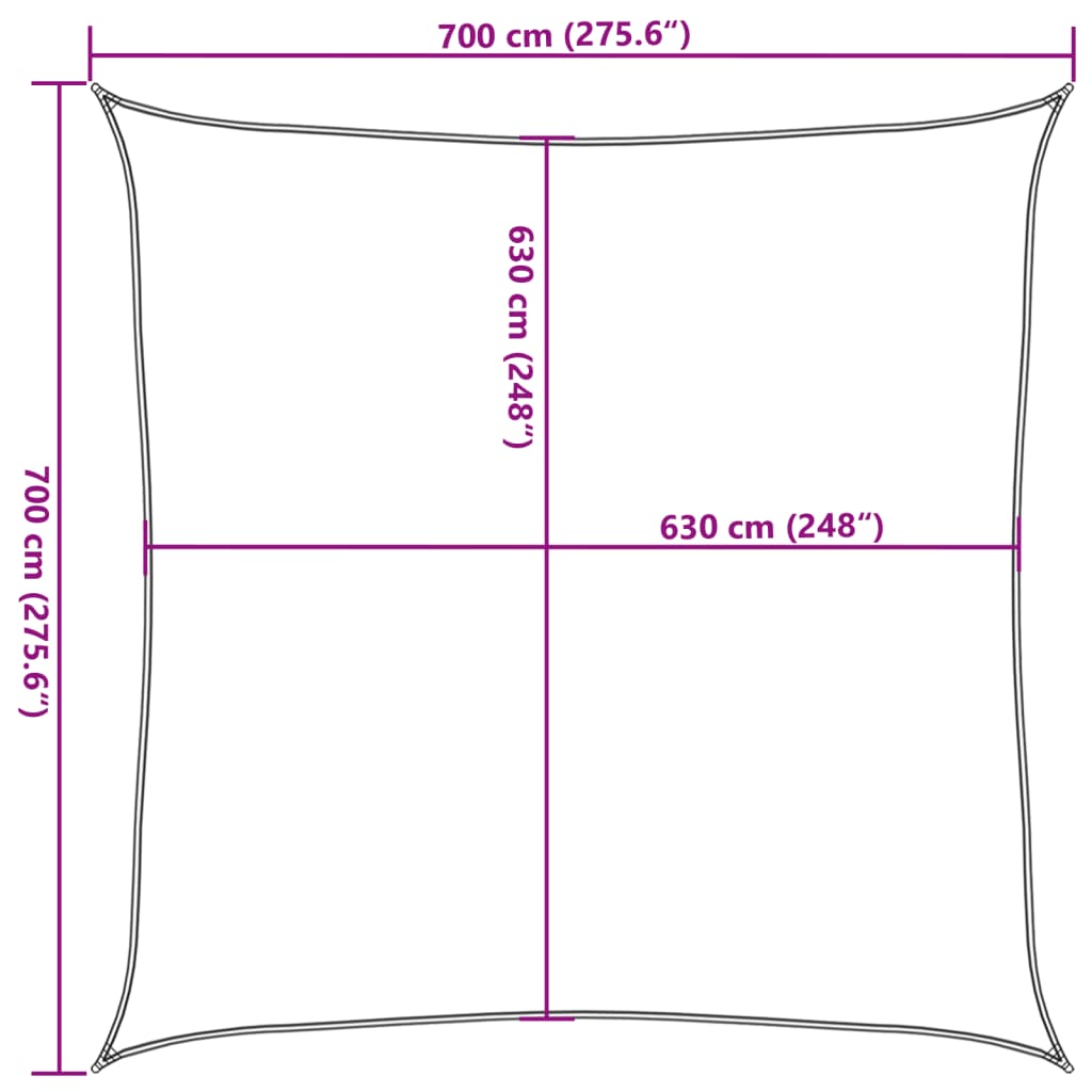 Vela Parasole 160 g/m² Quadrata Sabbia 7x7 m in HDPE | homemem39