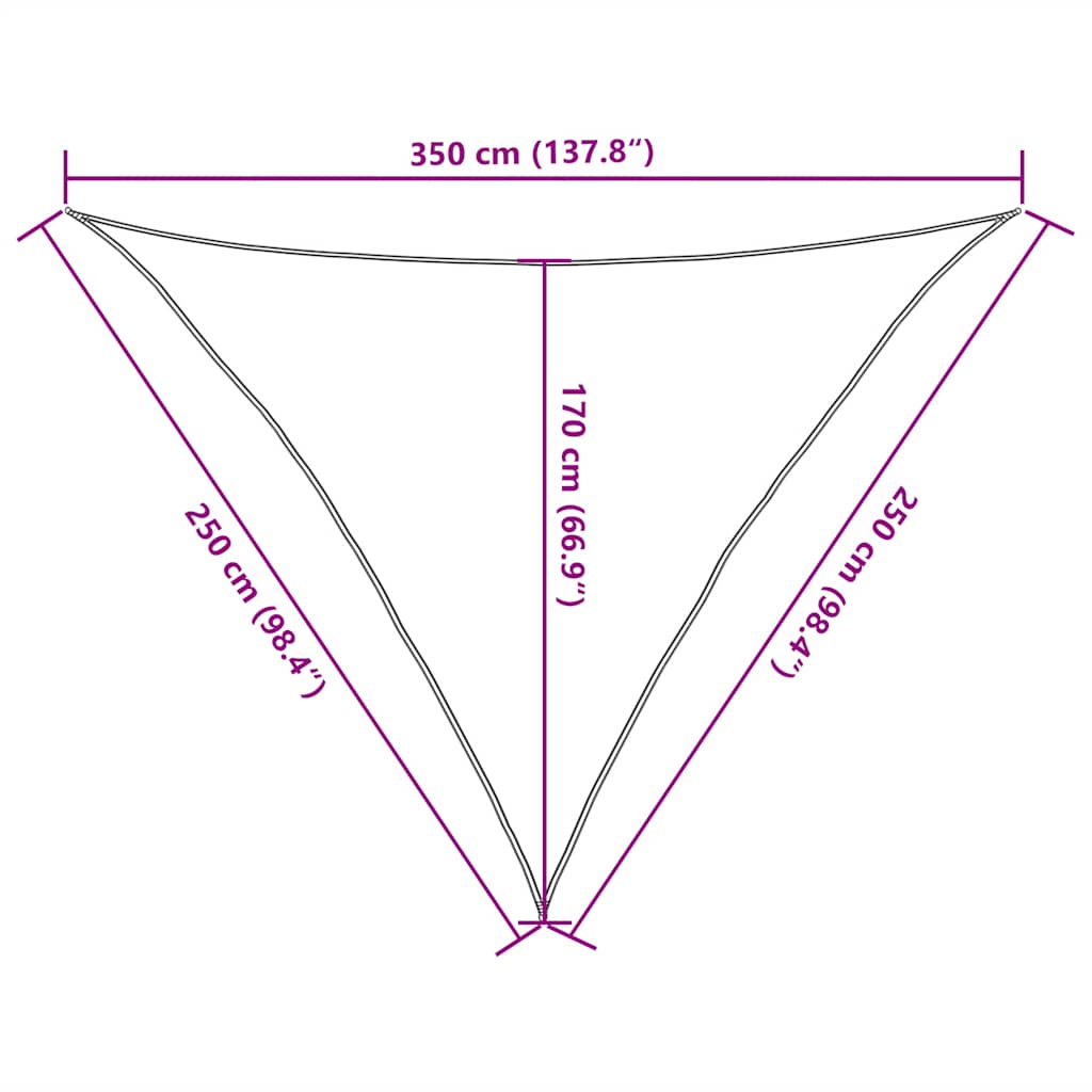 Vela Parasole 160 g/m² Triangolare Sabbia 2,5x2,5x3,5 m in HDPE | homemem39