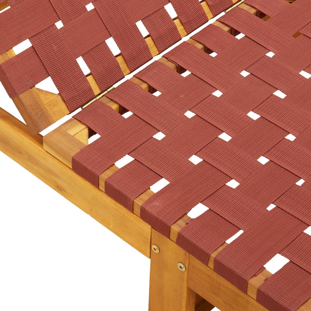 Lettini Prendisole 2pz Rossi Legno Massello di Acacia e Tessuto - homemem39