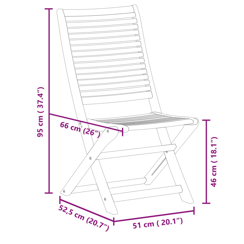 Sedie da Giardino Pieghevoli 6 pz 51x66x95 cm Legno di Acacia | homemem39