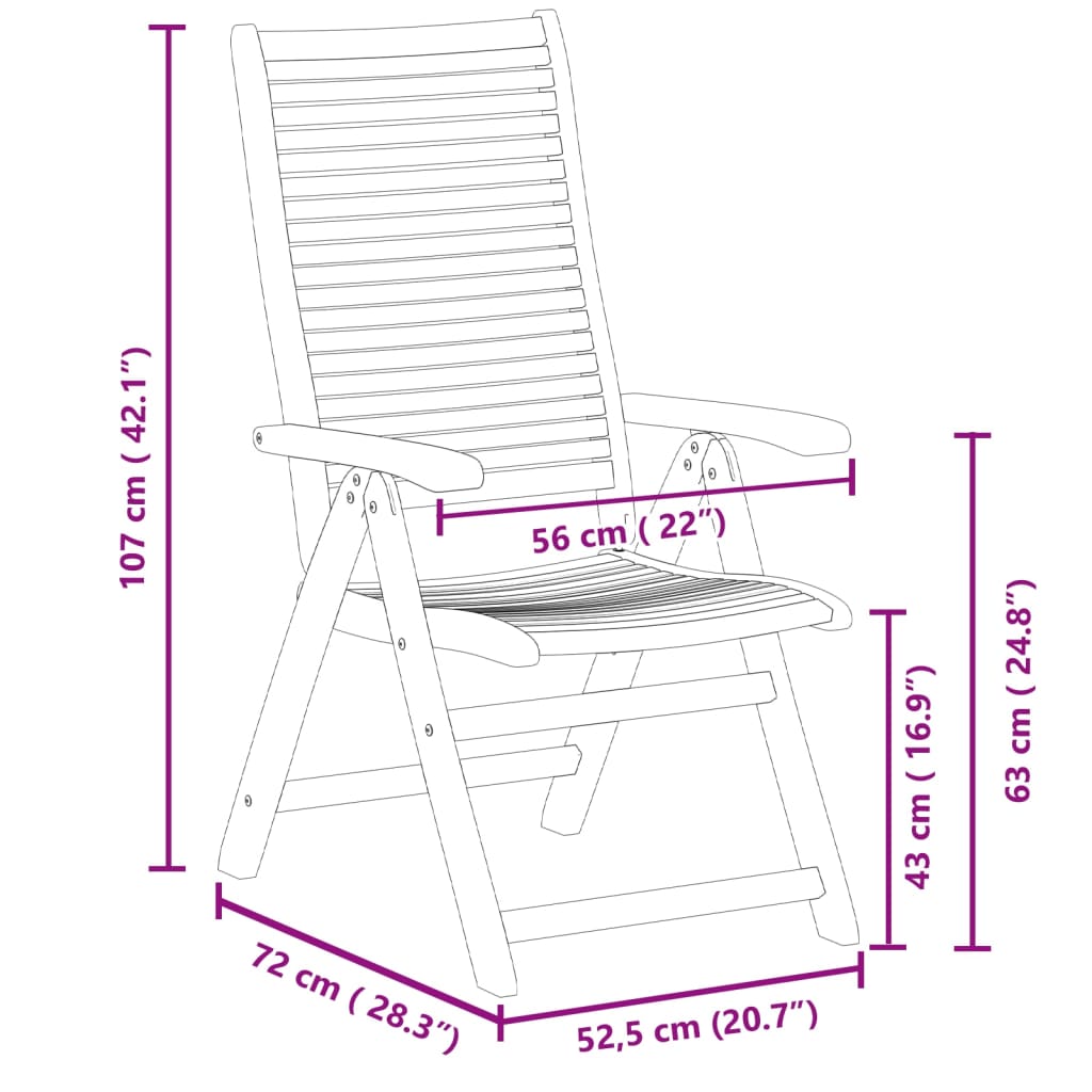 Sedie Giardino Reclinabili 8 pz 56x72x107 Legno Massello Acacia | homemem39