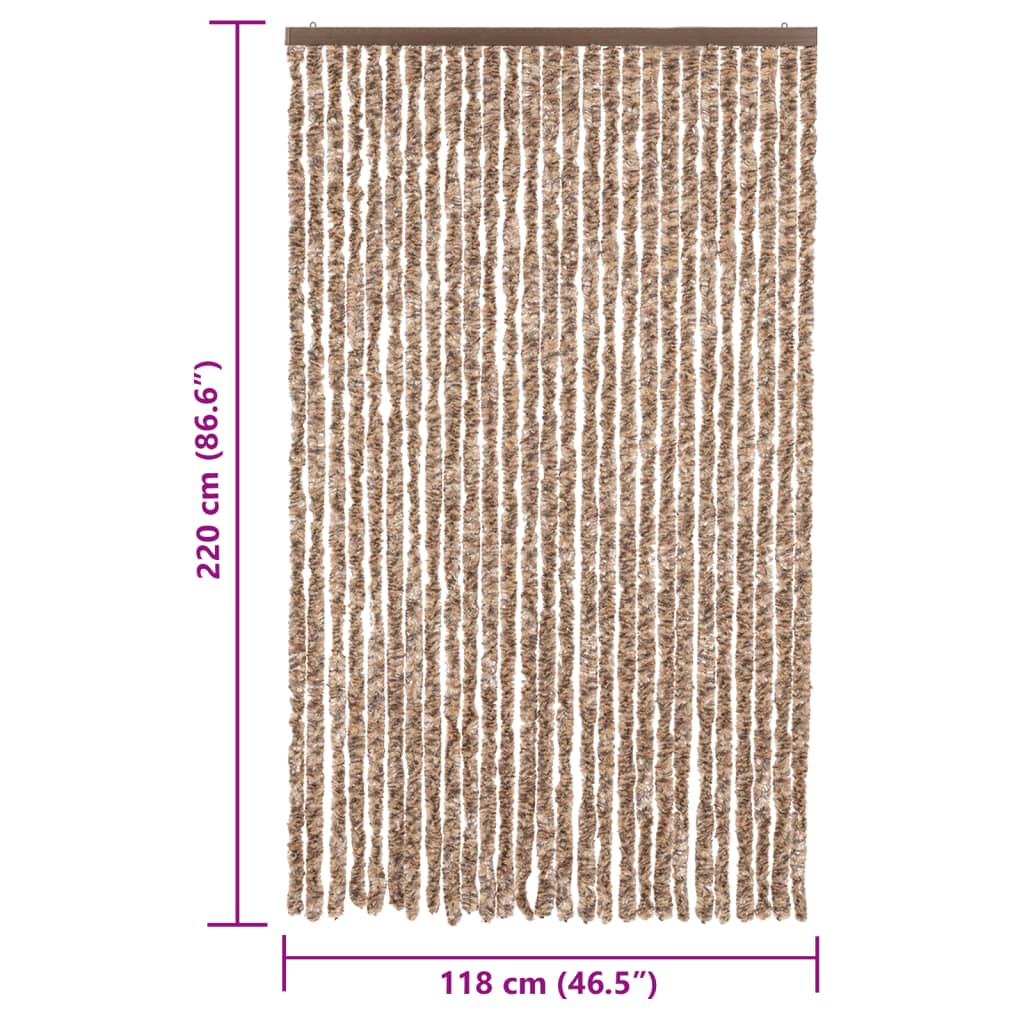 Tenda Antimosche Beige e Marrone Scuro 118x220 cm in Ciniglia | homemem39