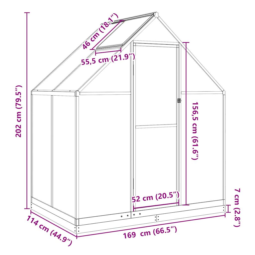 Telaio Serra con Base Argento 169x114x202 cm in Alluminio - homemem39