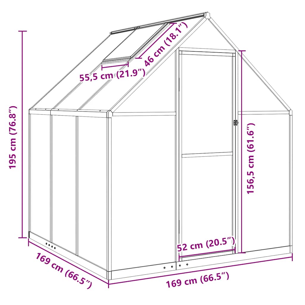 Telaio Serra con Base Argento 169x169x195 cm in Alluminio - homemem39