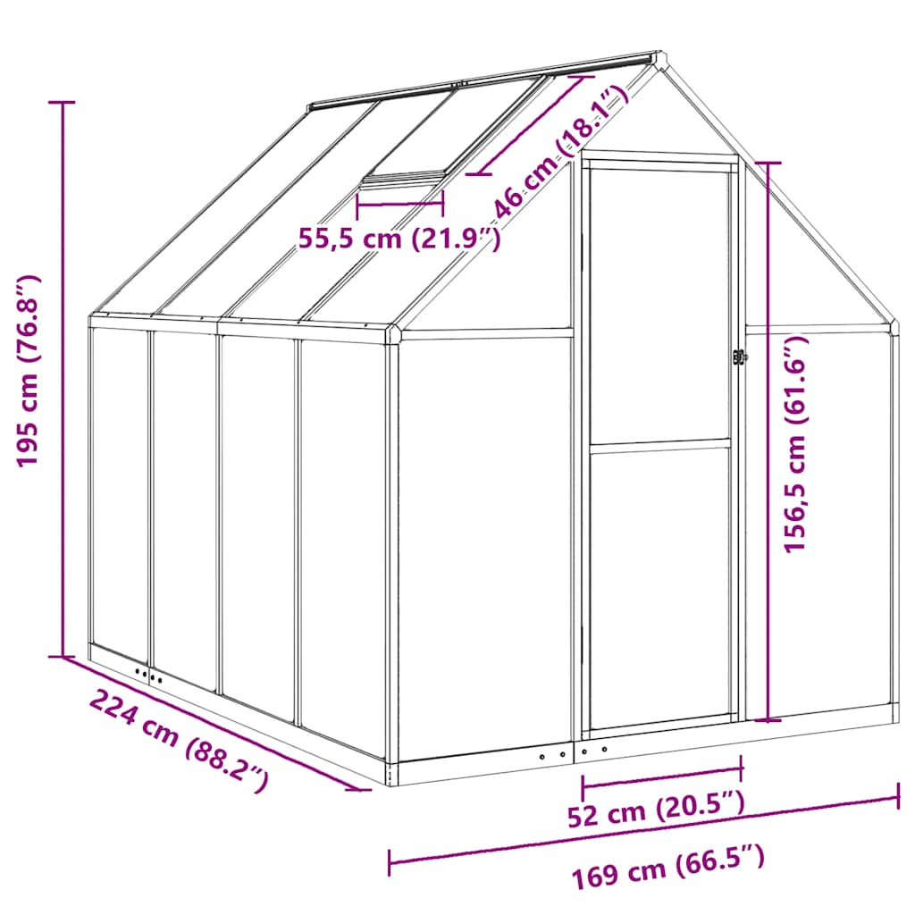 Telaio Serra con Base Argento 224x169x195 cm in Alluminio - homemem39