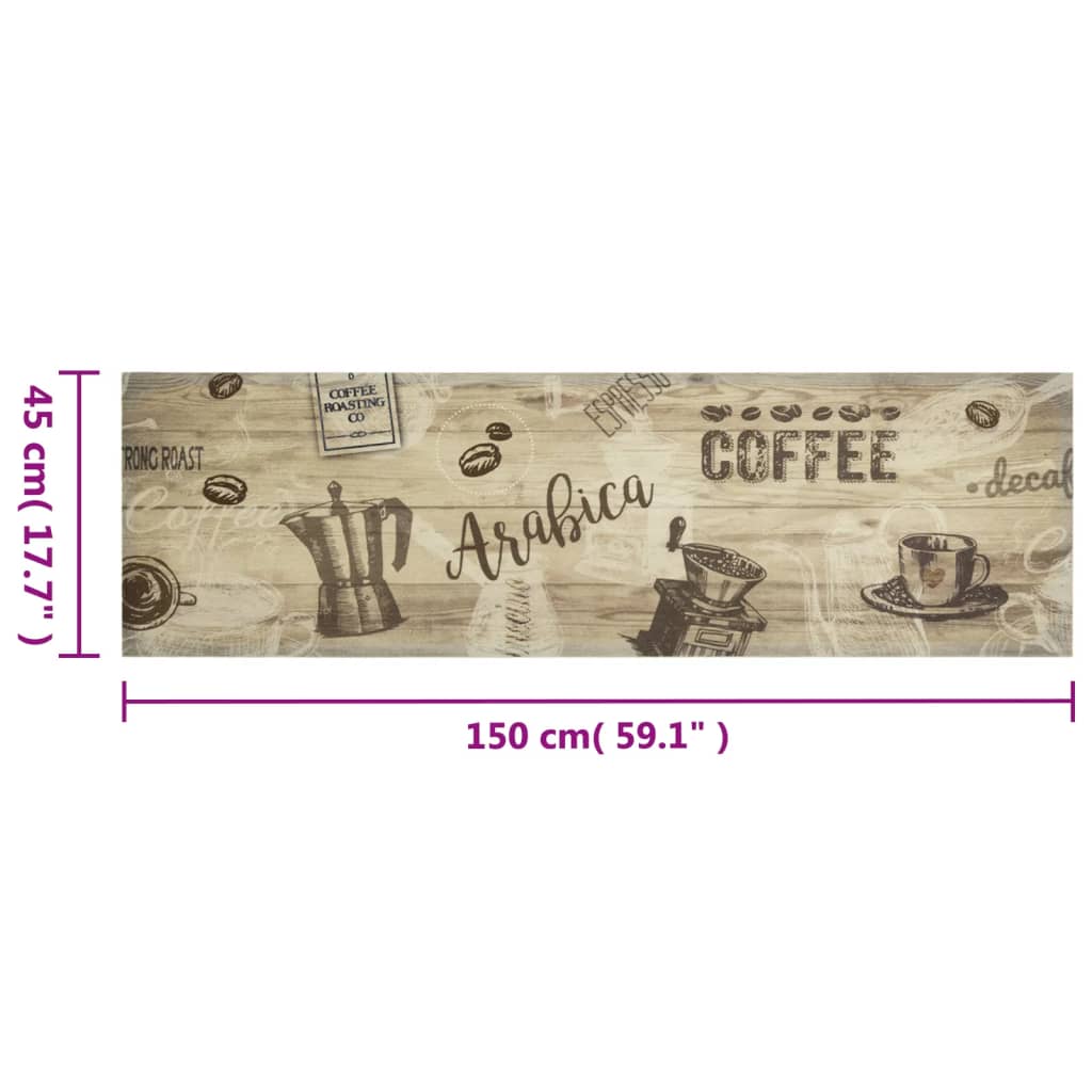 Tappeto da Cucina Lavabile Marrone Caffè 45x150 cm in Velluto | homemem39