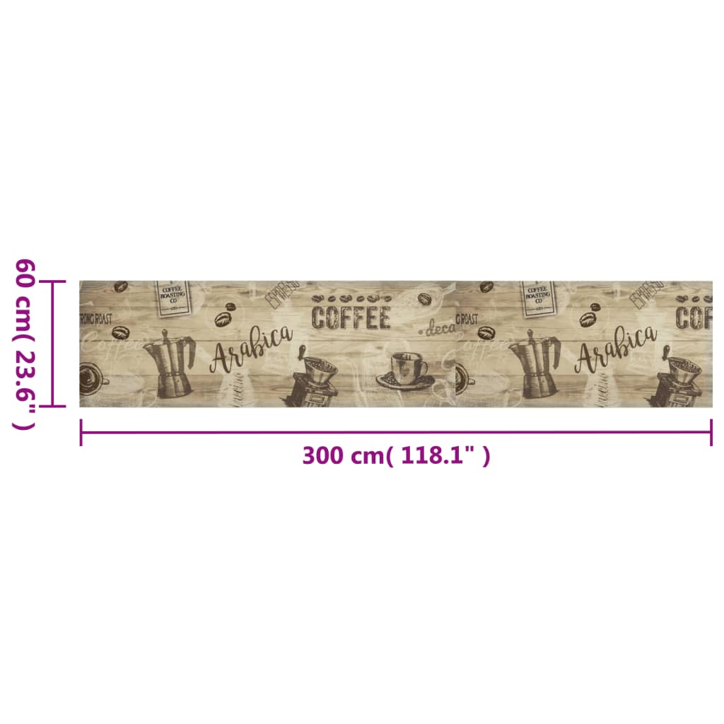 Tappeto da Cucina Lavabile Marrone Caffè 60x300 cm in Velluto | homemem39