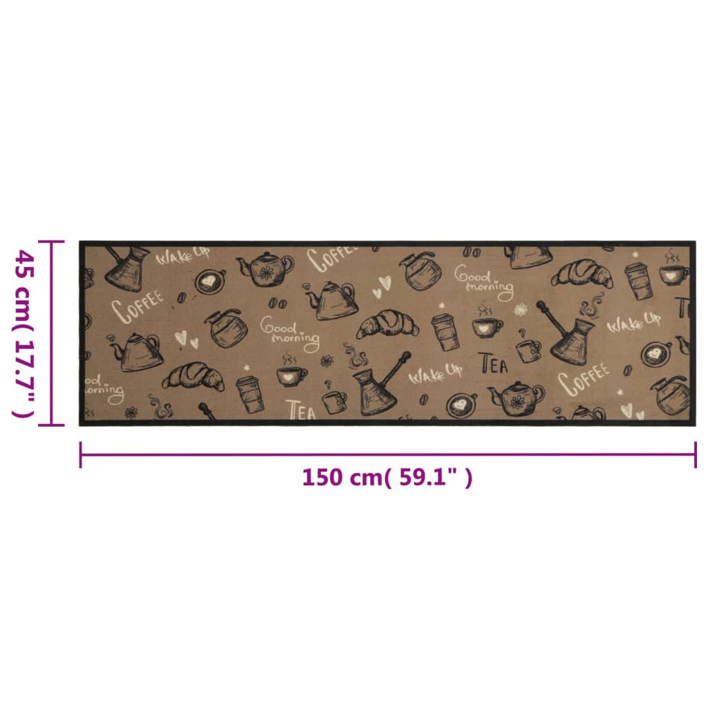 Tappeto da Cucina Lavabile Marrone Mattutino 45x150 cm Velluto | homemem39