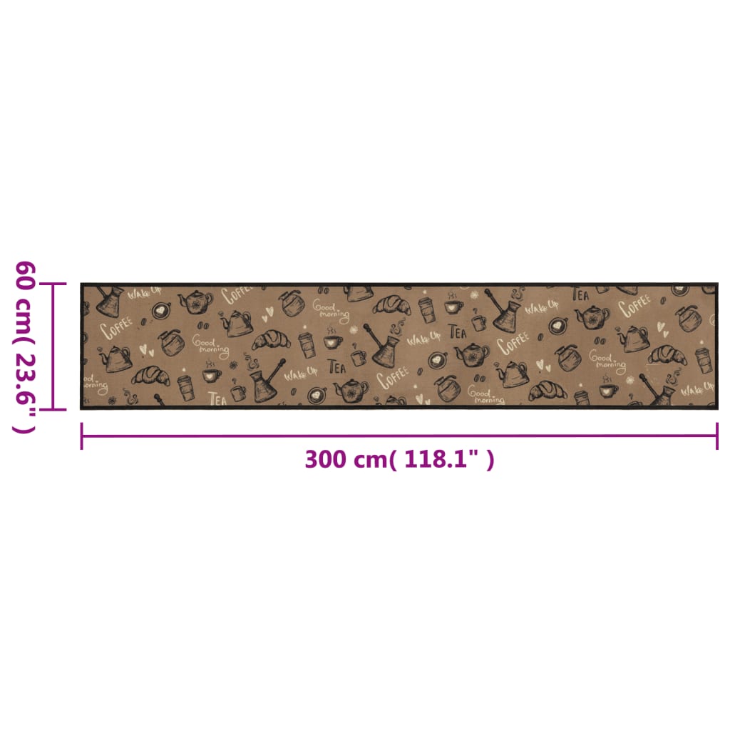 Tappeto da Cucina Lavabile Marrone Mattutino 60x300 cm Velluto | homemem39