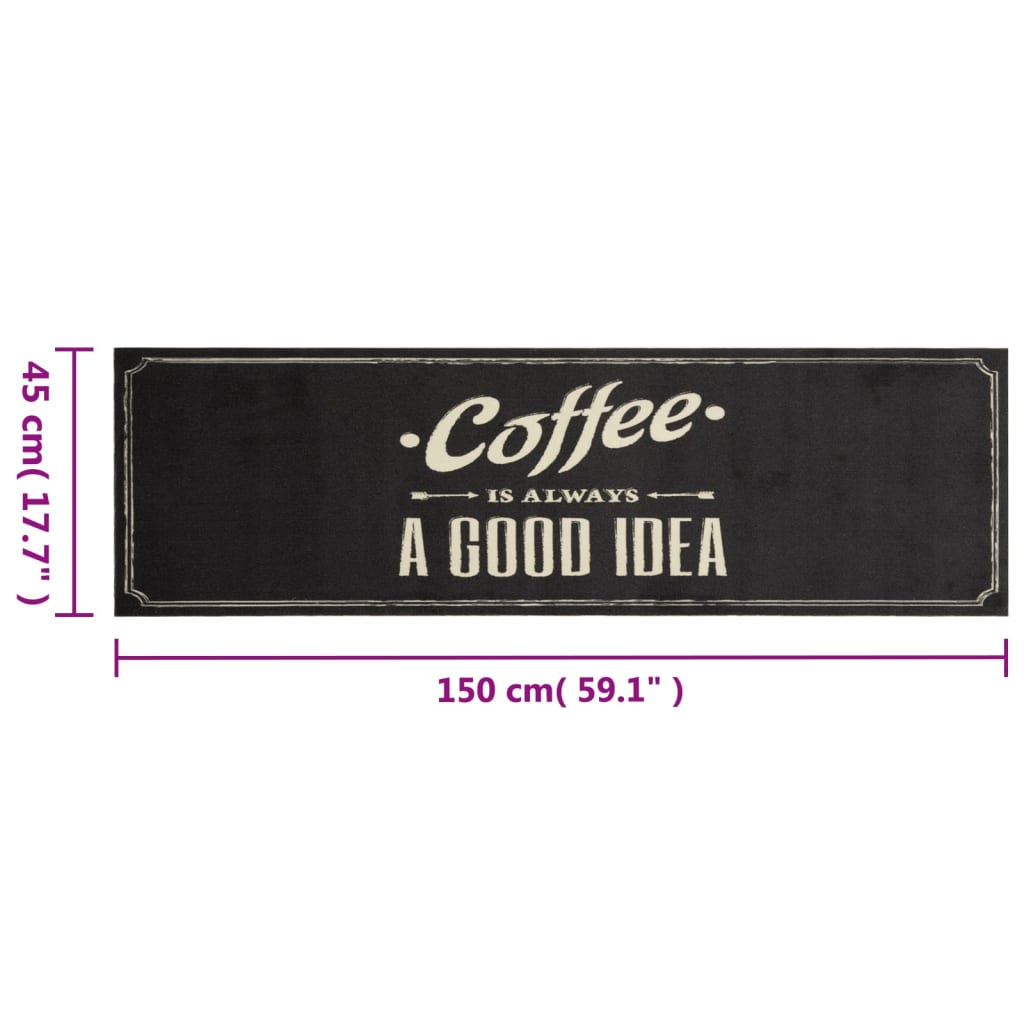 Tappeto da Cucina Lavabile Testo Caffè 45x150 cm in Velluto | homemem39