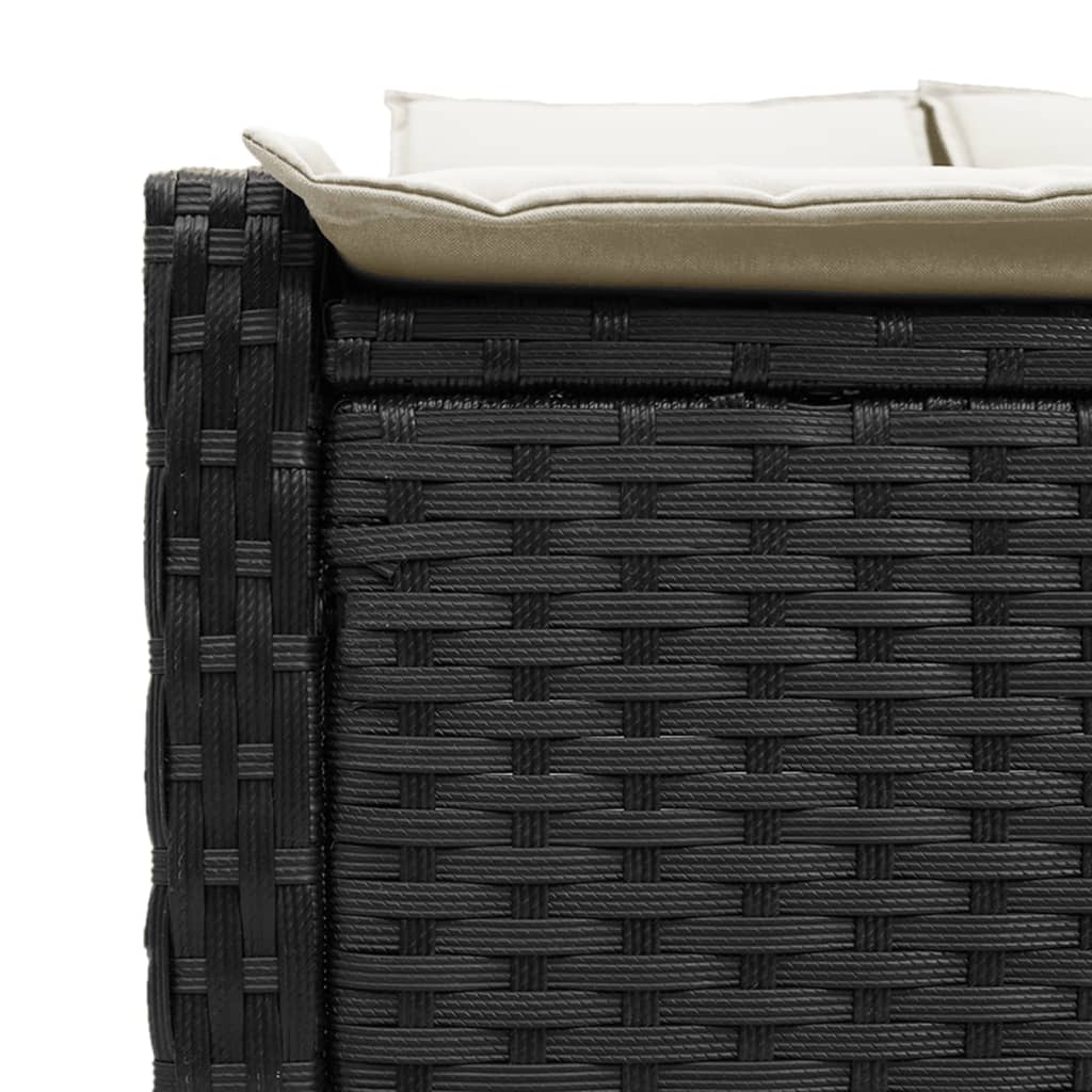 Lettino Prendisole Doppio con Cuscini Nero in Polyrattan - homemem39