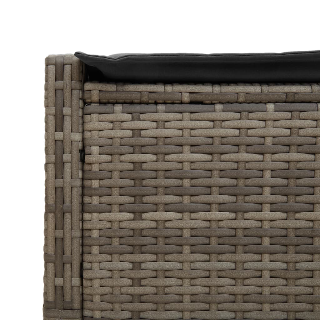 Lettino Prendisole Doppio con Cuscini Grigio in Polyrattan - homemem39