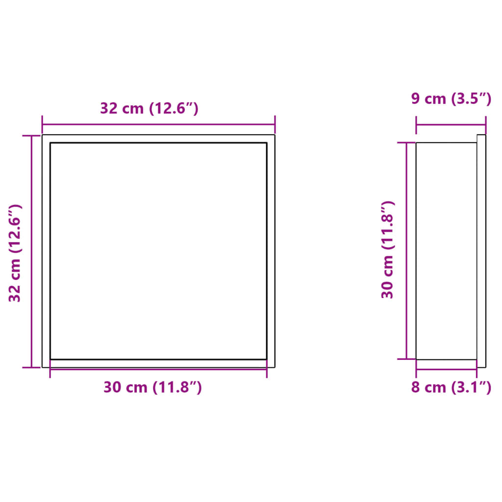 Nicchia per Doccia Argento Spazzolato 32x32x9cm in Acciaio Inox - homemem39