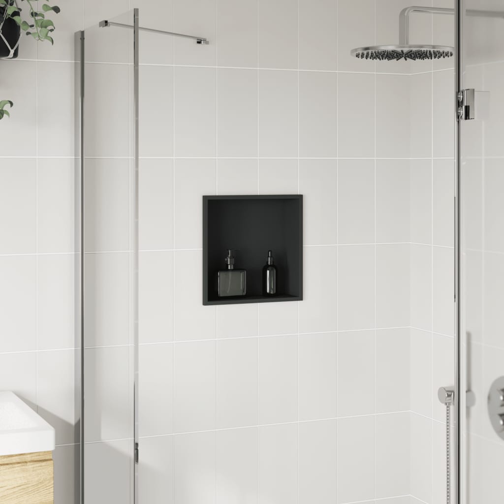 Nicchia per Doccia Nero Opaco 32x32x9cm in Acciaio Inox - homemem39