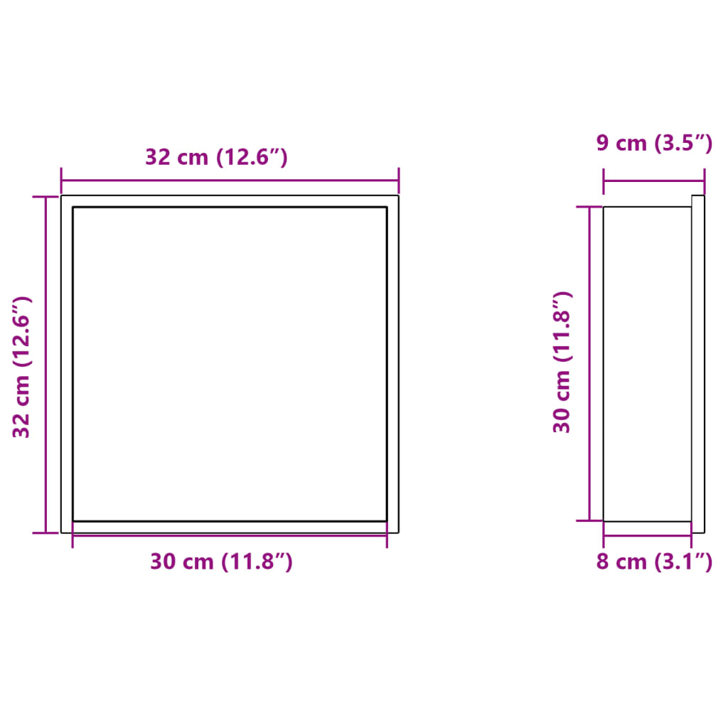 Nicchia per Doccia Bianco Opaco 32x32x9cm in Acciaio Inox - homemem39