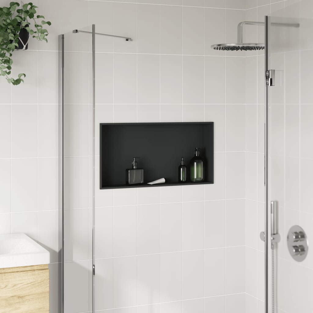 Nicchia per Doccia Nero Opaco 62x32x9cm in Acciaio Inox - homemem39
